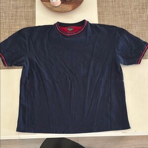 Vintage Walnut Creek navy pique knit navy ringer T-shirt. Men L. Good condition.